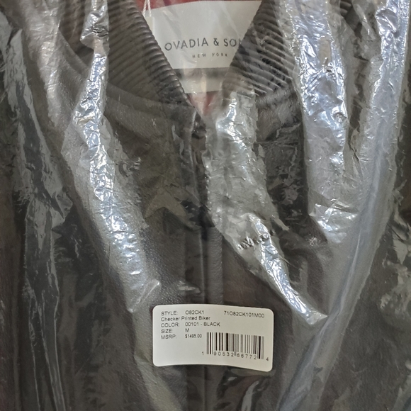 NWT Leather Ovadia & Sons Checker Print Biker Jacket - Picture 14 of 16